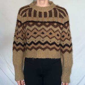 Anthropology Cozy Brown Patterned Sweater